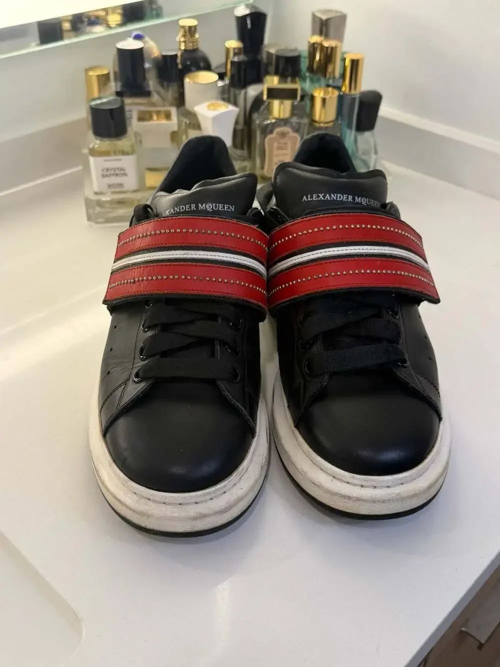 Alexander McQueen Larry Oversized Sneakers with Multicolor Leather Studded Strap